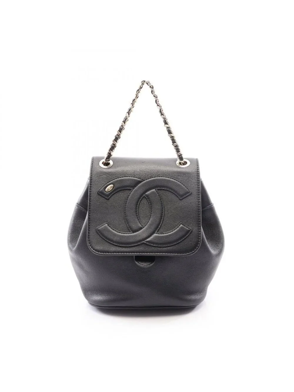 Chanel Backpack CC Logo Chain Black Lambskin Small